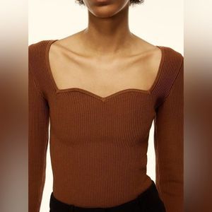 Babaton By Aritzia Sculpt Knit Sweetheart Long sleeve top brown